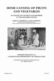 Home Canning of Fruits and Vegetables, CRESWELL MARY E.