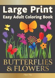 Easy Adult Coloring Book BUTTERFLIES & FLOWERS, Page Pippa