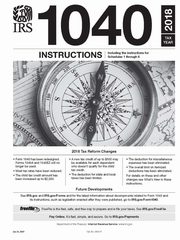 IRS Form 1040 Instructions - Tax year 2018 (Form 1040 included), (IRS) Internal Revenue Service