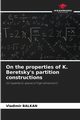 On the properties of K. Beretsky's partition constructions, BALKAN Vladimir