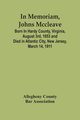 In Memoriam, Johns Mccleave, County Bar Association Allegheny