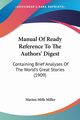 Manual Of Ready Reference To The Authors' Digest, Miller Marion Mills